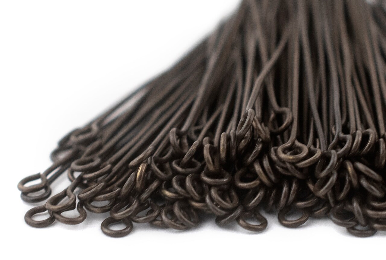 The Bead Chest Antiqued Brass 21 Gauge 1.75 Inch Eye Pins Approx 100 pieces